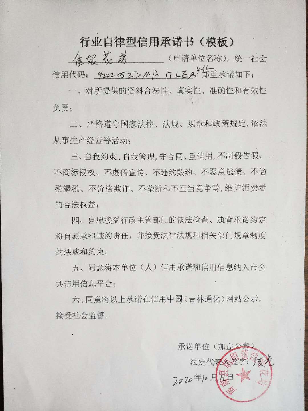 辉南县朝阳镇佳妮花坊行业自律型.jpg